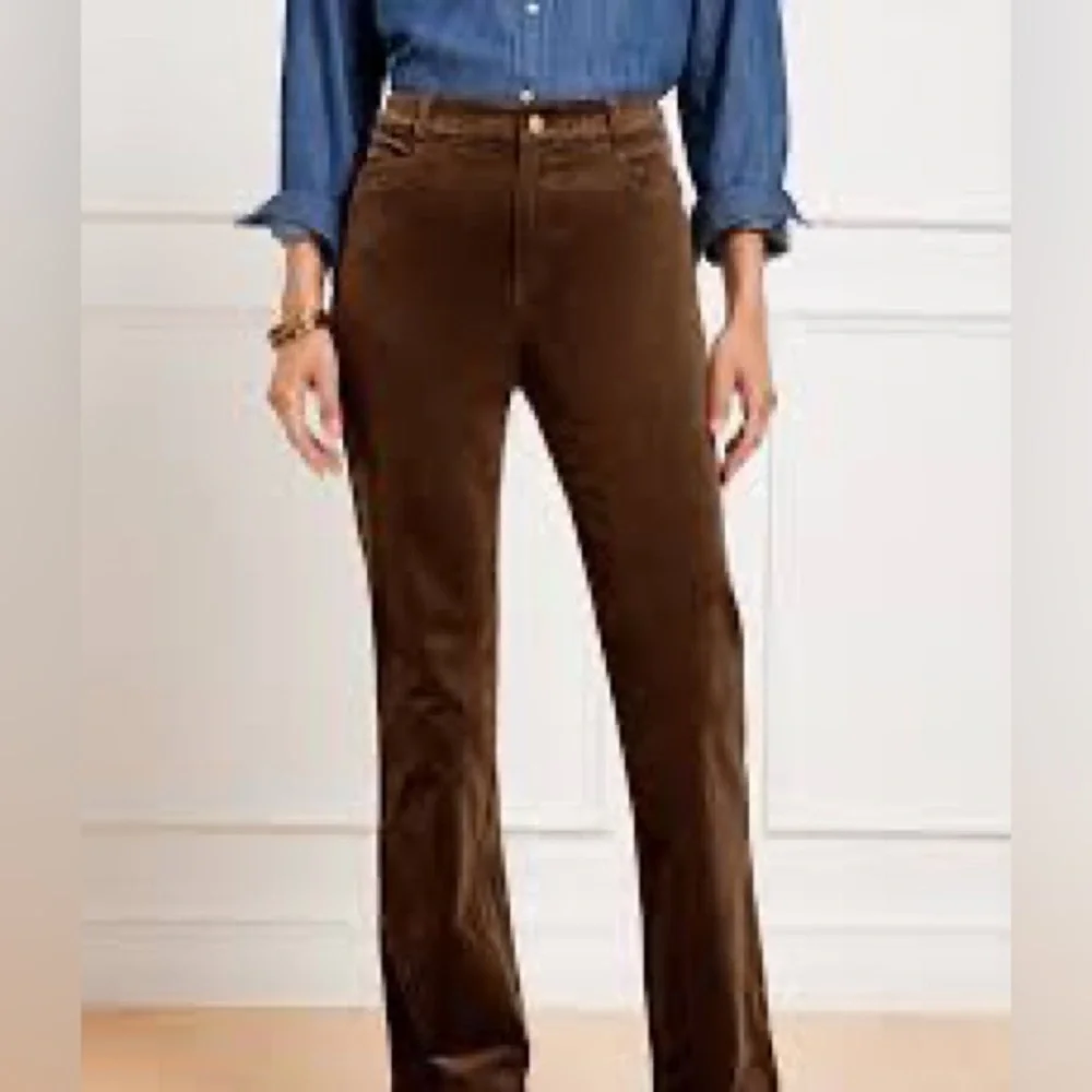 TALBOTS Dark Brown STRETCH Corduroy Straight-Leg Pants WOMEN SIZE 12